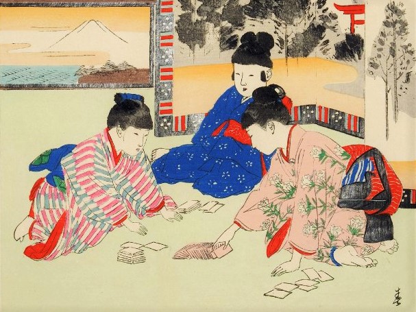 宮川春汀「子供風俗 坊主起し」（1898）【部分】の画像。